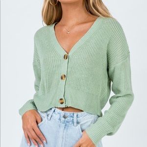 Princess Polly Green Cropped Landon Sweater